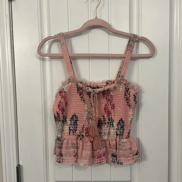 Nicholas Lilac Floral Shirred Crop Top Size 4 Small - Picture 2 of 12